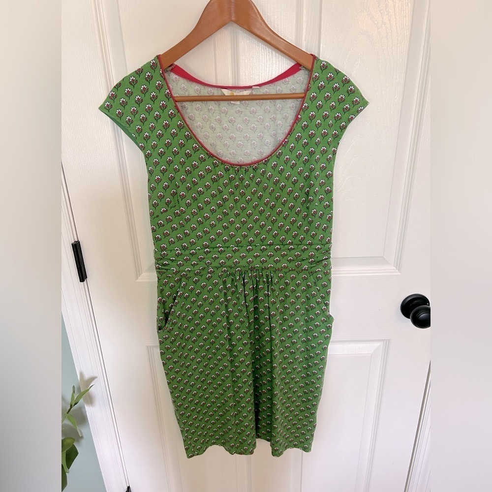 Boden Green Floral Margot Jersey Dress size 8R - Picture 4 of 7